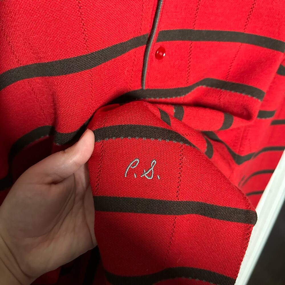 Paul Smith X Commission Men's Merino Wool Red Striped Collared Sweater Size Xxl View 6